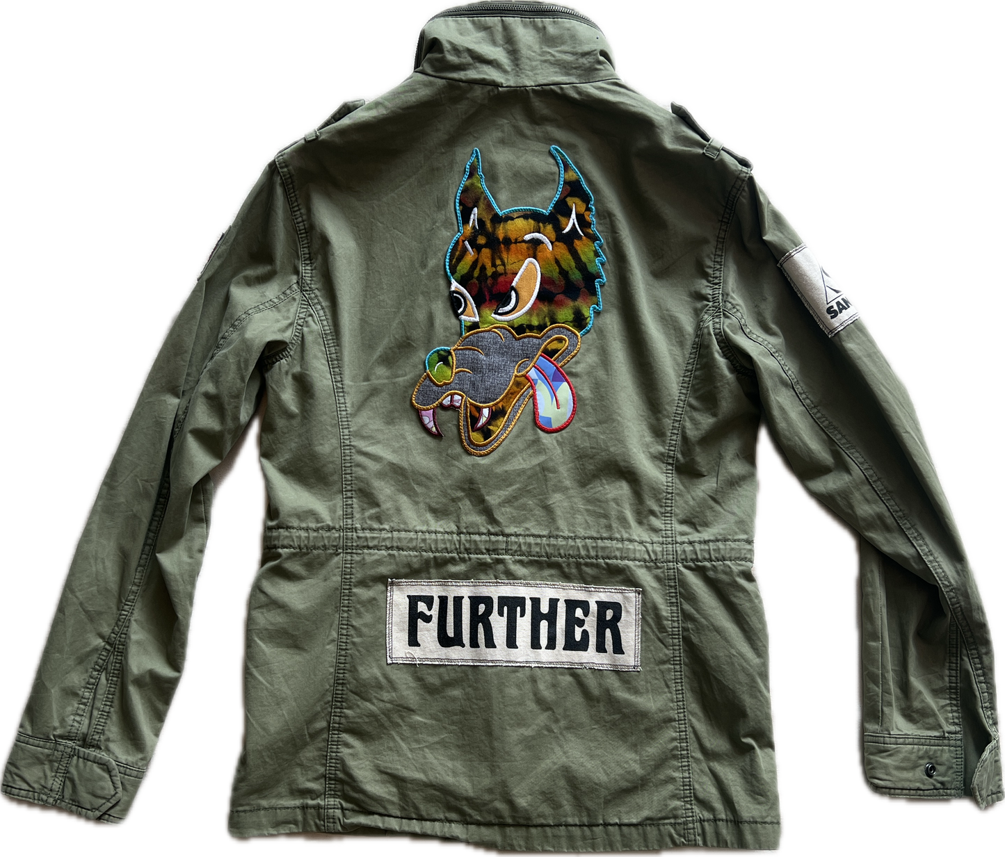 Upcycled Superdry jacket with patches