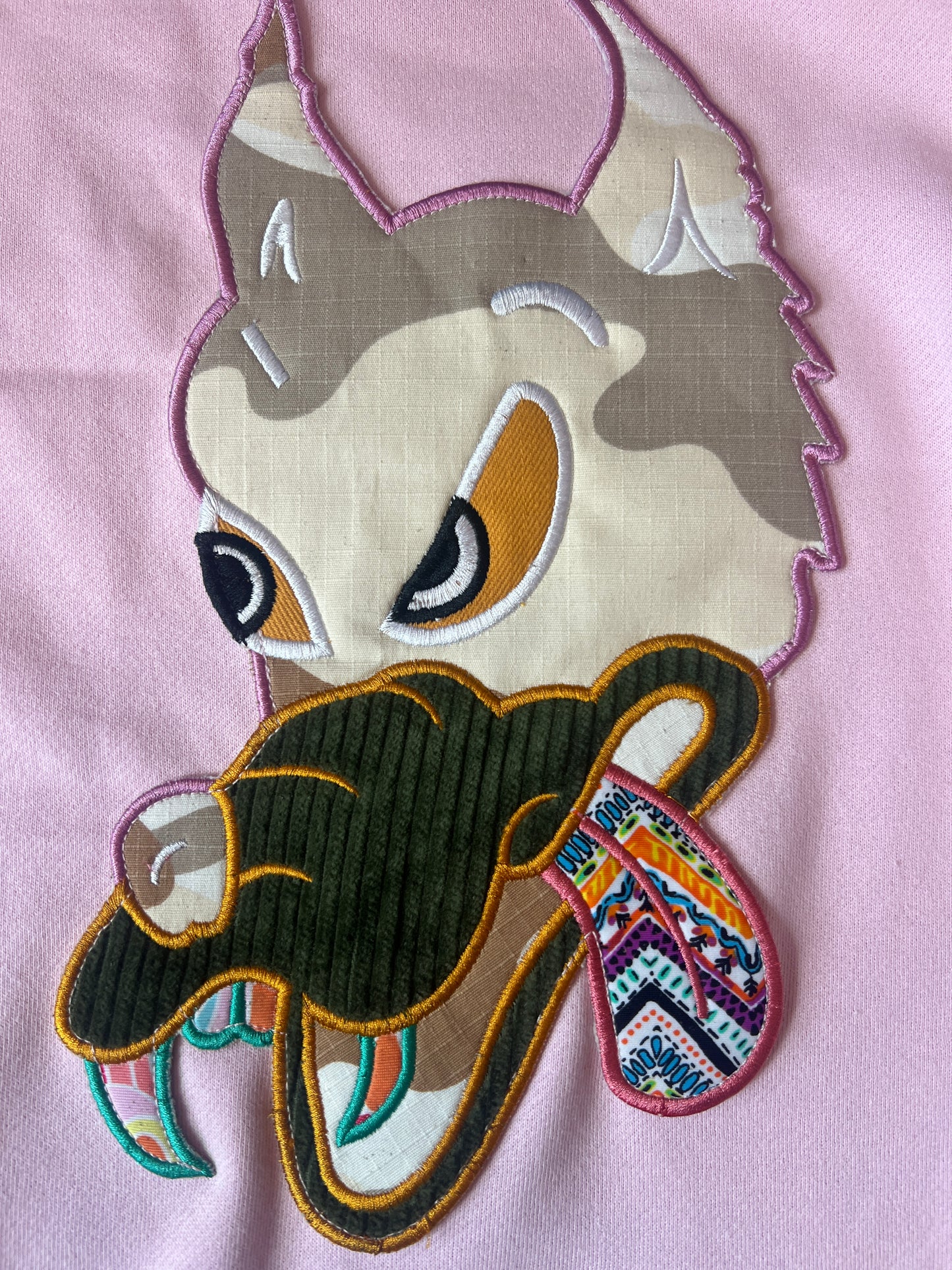 Crewneck with wolf applique and FRTHR patch size Medium
