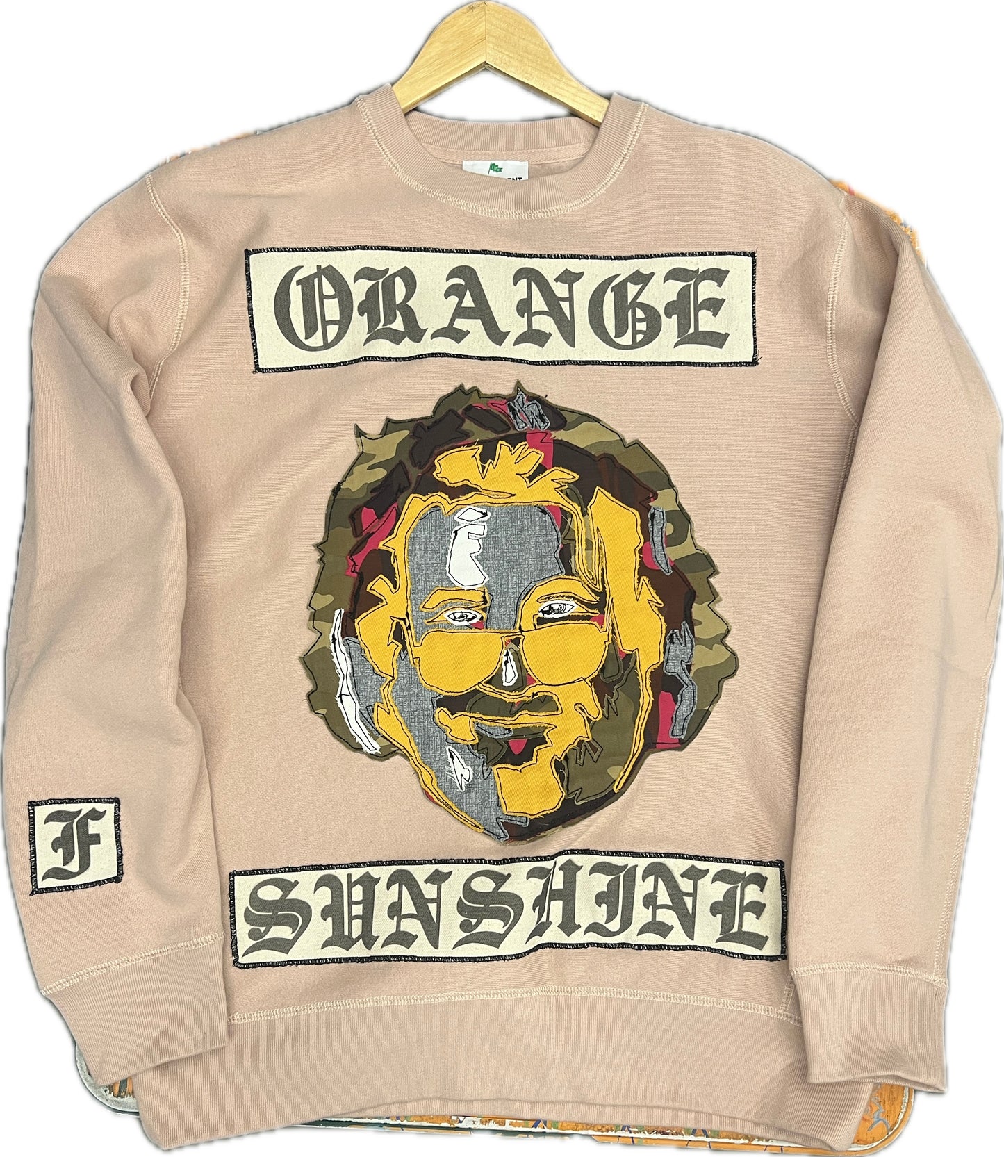 Orange Sunshine Jerry Appliqué sweatshirt size Large