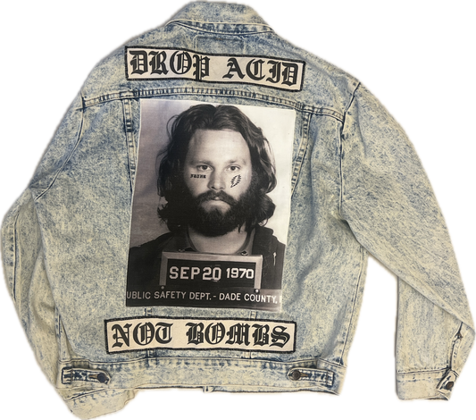 Jim Morrison mugshot Drop Acid Not Bombs jacket. Size Large.