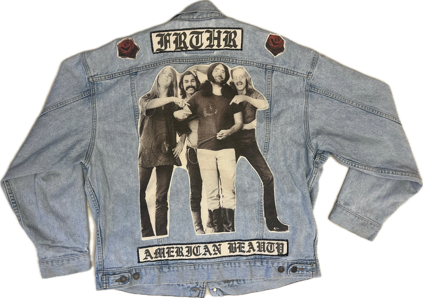 Vintage Levis American Beauty jacket with patches size XL