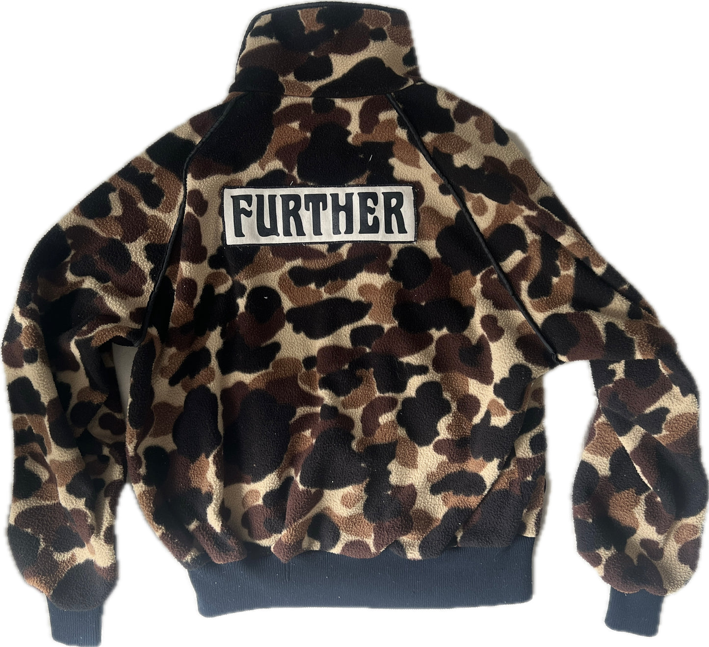 Vintage hunting camo fleece with Further patches
