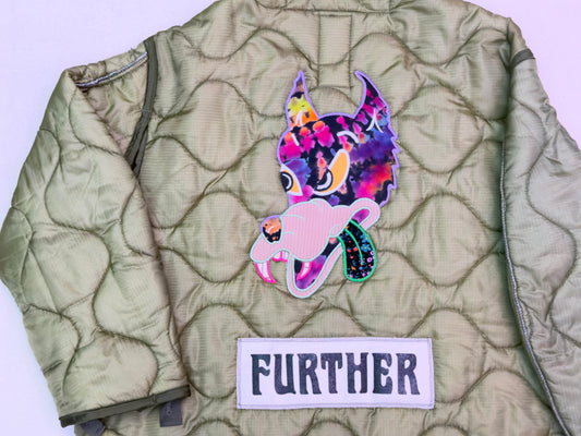 Vintage military liner jacket with Further patches