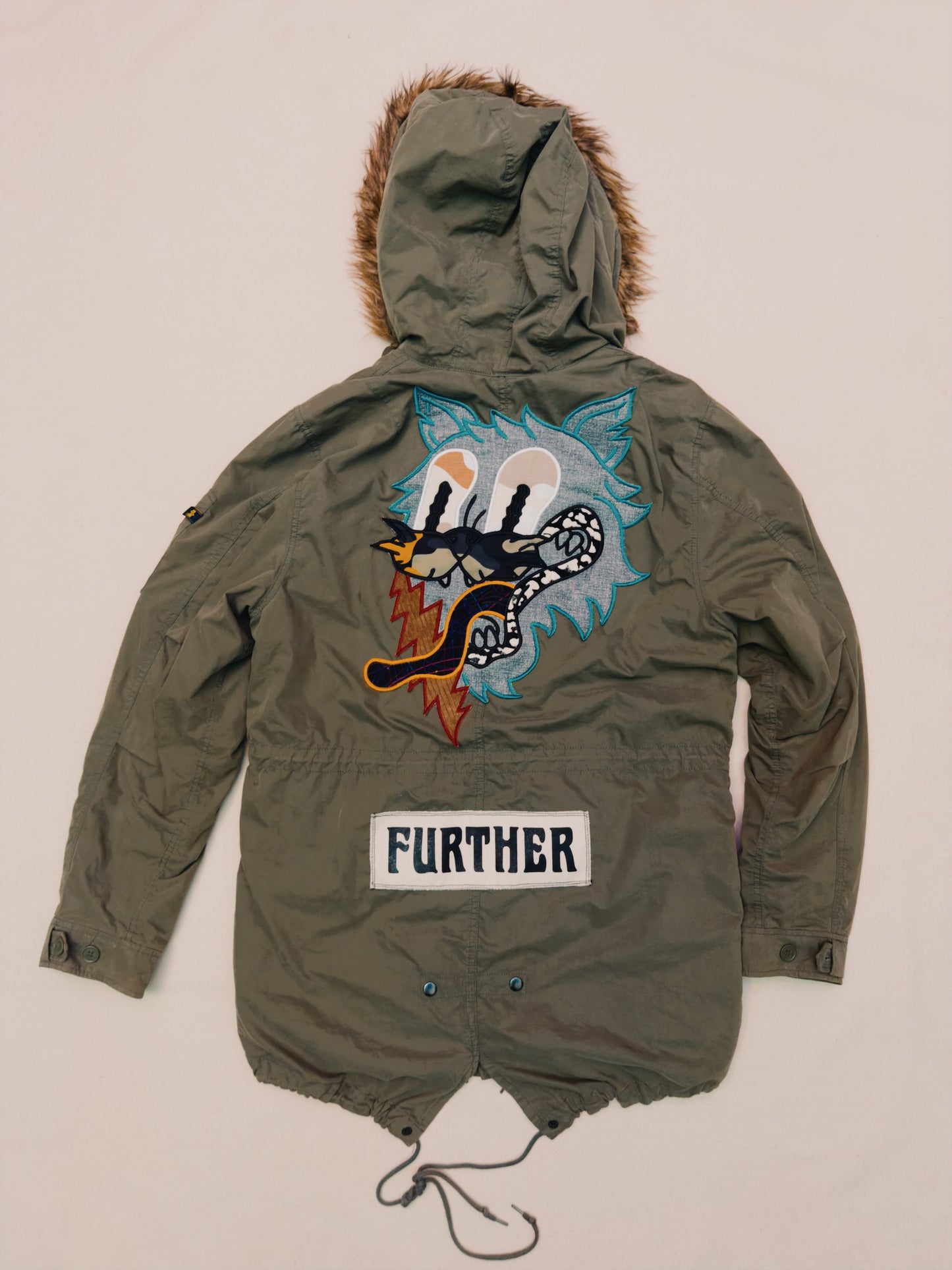Alpha Industries parka with Further patches size Large Regular